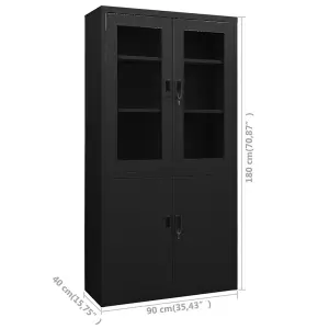 Berkfield Office Cabinet Black 90x40x180 cm Steel