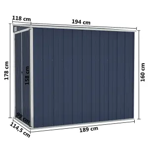 Berkfield Wall-mounted Garden Shed Anthracite 118x194x178 cm Steel