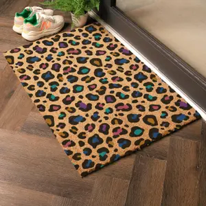 Multi Colour Leopard Print Doormat (90 x 60cm)