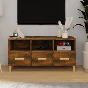 vidaXL TV Cabinet Smoked Oak 102x36x50 cm Engineered Wood