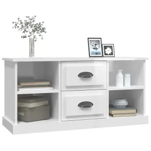 Berkfield TV Cabinet High Gloss White 99.5x35.5x48 cm Engineered Wood