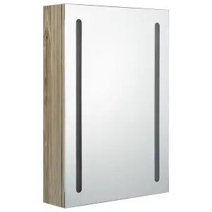 Berkfield LED Bathroom Mirror Cabinet Oak 50x13x70 cm