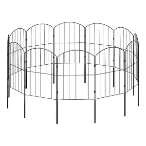 25 Panels 31x61cm Dome Metal Edging Fence Yard Borders Decor for Garden Pet Dogs,Black