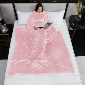 Pink Wearable Super Soft Lounge Blanket