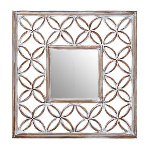 Interiors by Premier Antique White Lattice Frame Wall Mirror