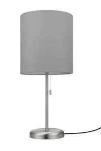 GoodHome Penistone Straight Brushed Grey Chrome effect Table lamp