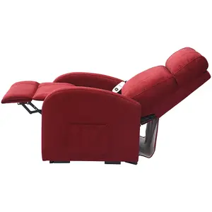 Single Motor Rise and Recline Lounge Chair - Red Coloured Micro Fibre Material