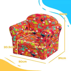 AIYAPLAY Kids Sofa Chair with Dinosaur Design for Bedroom, Playroom, Red