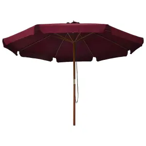 Berkfield Outdoor Parasol with Wooden Pole 330 cm Burgundy