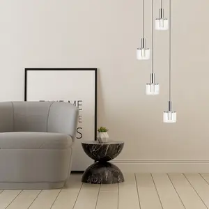 Luminosa Contemporary LED Cluster Pendant Ceiling 4 Light Chrome, Glass 3000K