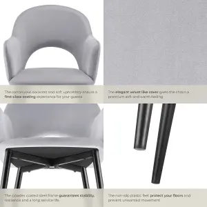 Dining Chair Sachel - padded armchair in velvet look, continuous backrest - light grey