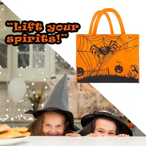 Halloween Shopper Bag Halloween Party, Trick or Treat 40cm x 32cm Orange Spider