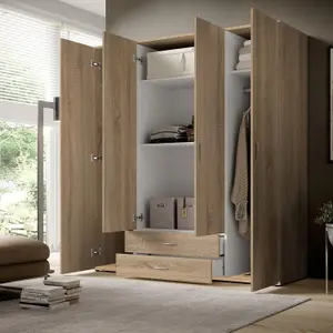 Timeless Stella Trading BASE Hinged Door Wardrobe W1600mm H1770mm D520mm - Oak Sonoma, Spacious Storage, Classic Design