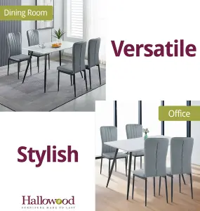 Hallowood Furniture Cullompton Rectangular Dining Table 120cm with 4 Light Grey Faux Leather Chairs