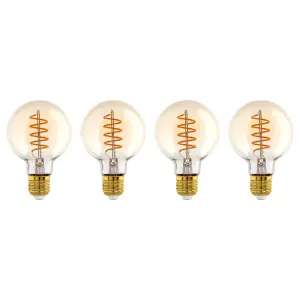 Eglo LED E27 G80 Amber Coloured Lightbulb 2200K 110079 - Pack of 4