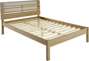 Santana 4ft6 Double Bed Frame in Light Oak and Rattan Effect