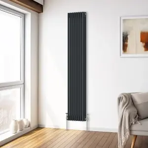 Right Radiators 1800x382 mm Vertical Traditional 3 Column Cast Iron Style Radiator Anthracite