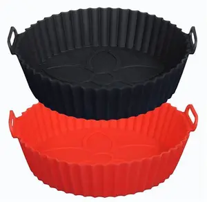 Silicone Air Fryer Liner 2PCS, Round Air Fryer Basket Reusable, Food Safe Airfryer Accessories, Replacement Of Air Fryer Paper Liners