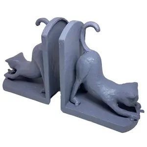 CAT Iron Book Ends 13cm Grey Shimmer