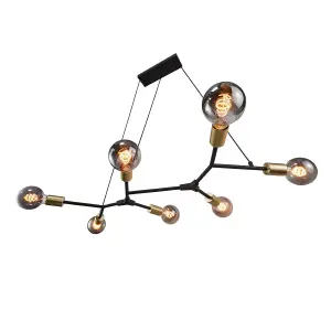 Nordlux Josefine 7-Spot Indoor Dining Kitchen Metal Pendant Ceiling Light in Black (Diam) 91cm