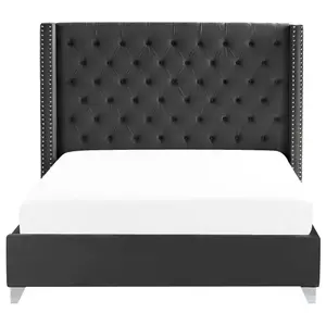 Velvet EU Super King Size Bed Black LUBBON