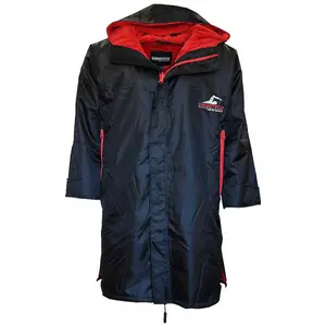 XSMALL Black/Red Water Resistant Fleece Lined Parka Robe Swimming Outdoor Sports