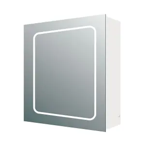 Midas Single LED Bathroom Mirrored Wall Cabinet (H)63cm (W)50cm