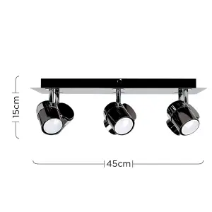 ValueLights Rosie Modern Rectangular 6 Way Adjustable Ceiling Spotlight In Black Chrome Finish