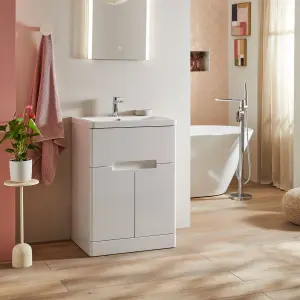 Gloss White Selkirk 500mm Vanity Basin Sink Unit 2 Door