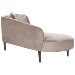 Right Hand Velvet Chaise Lounge Taupe CHAUMONT