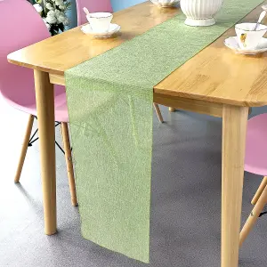 Neel Blue 29cm x 275cm Plain Hessian Table Runner, Sage Green