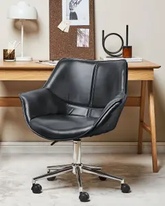 Desk Chair Faux Leather Black NEWDALE