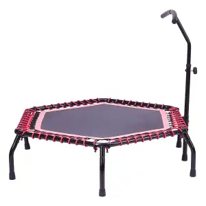 48in Bungee Cords Hexagonal Trampoline with Adjustable T-Bar Handle in Red