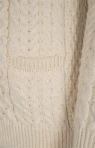 Ladies Traditional Aran Knit Cardigan - Ecru Beige