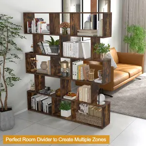 Costway 5-tier Bookcase S-Shaped Bookshelf Wooden Storage Display Rack