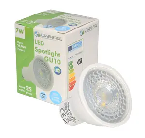 75w Equivalent Brightness GU10 7w LED Spotlight - Day White - Pack of 10