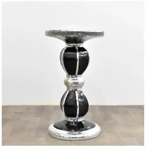 Italian End Table Mirrored Crystal Side Table Sparkly Black F052