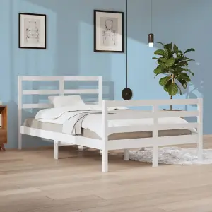 Berkfield Bed Frame White Solid Wood Pine 120x200 cm