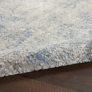 Ivory Light Blue Luxurious ,Rustic Textures Modern Rug For Bedroom & Living Room-160cm X 221cm