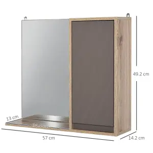 HOMCOM 49x57cm Wall Mounting Bathroom Cabinet & Mirror Shelf Door Home Storage