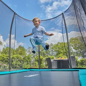 12ft x 8ft Salta Green Rectangular Comfort Edition Inground Trampoline with Enclosure