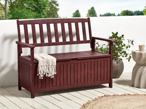 Garden Bench SOVANA with Storage Acacia Wood Dark Red