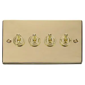 Polished Brass 4 Gang 2 Way 10AX Toggle Light Switch - SE Home