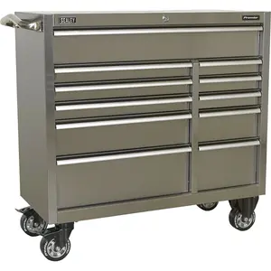 11 Drawer Portable Tool Chest - Stainless Steel Mobile Storage, 1055 x 460 x 1050mm