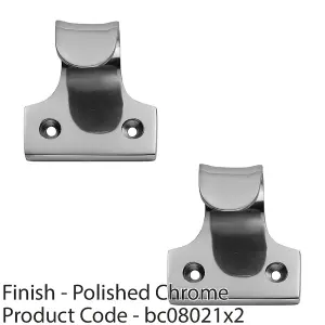 2 PACK - Cast Sash Window Lift Pull Handle 32mm Fixing Centres 48 x 45mm Polished Chrome