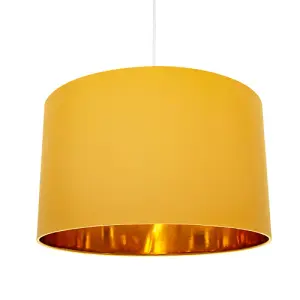 Contemporary Ochre Cotton 20 Floor/Pendant Lamp Shade with Shiny Gold Inner