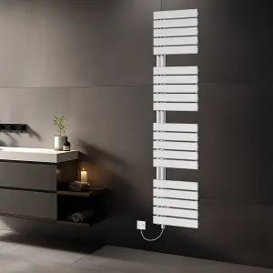 Rinse Bathrooms Designer Flat Panel Electric Heated Towel Rail Radiator Bathroom Ladder Radiators Prefilled Chrome 1800x500mm