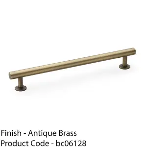 Round T Bar Pull Handle - Antique Brass - 192mm Centres SOLID BRASS Drawer Door