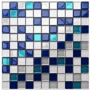 Glass mosaic on mesh for bathroom or kitchen 300mm x 300mm - Topaz