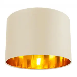 Contemporary Cream Cotton 12 Table/Pendant Lamp Shade with Shiny Copper Inner